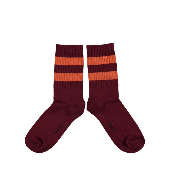 Piupiuchick Socks | Bordeaux w/ orange stripes
