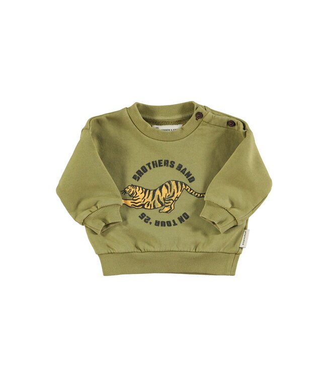 Piupiuchick Sweatshirt | Olive green w/ tiger print B
