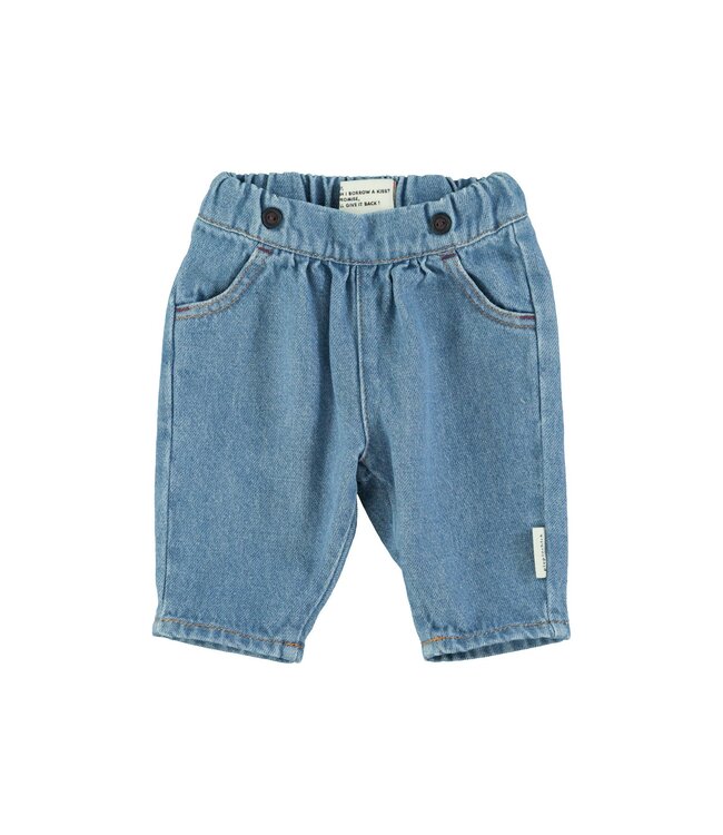 Piupiuchick Baby trousers | Washed navy denim