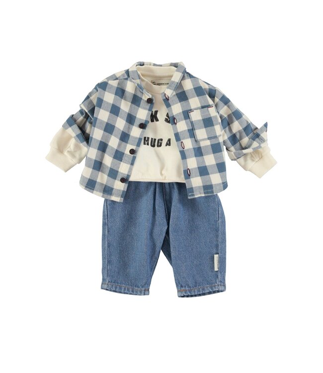 Piupiuchick Baby trousers | Washed navy denim