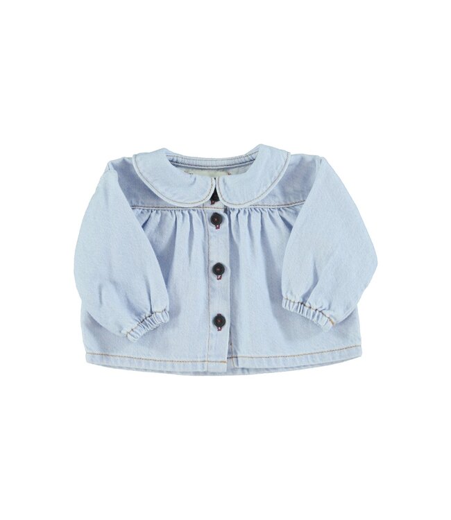 Piupiuchick Peter pan collar blouse | Light blue soft denim B