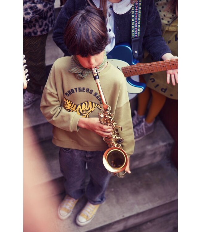 Piupiuchick Sweatshirt | Olive green w/ tiger print