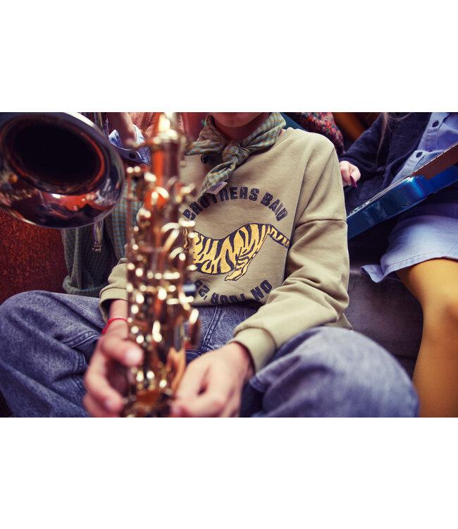 Piupiuchick Sweatshirt | Olive green w/ tiger print