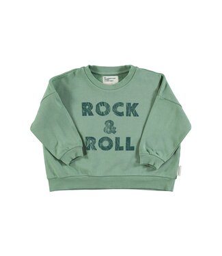 Piupiuchick Sweatshirt | Green w/ "rock & roll" print
