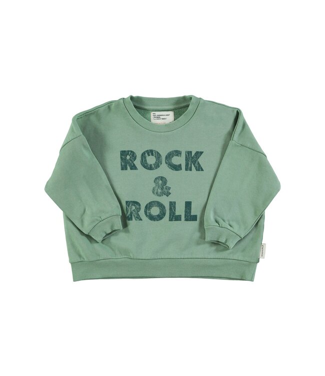 Piupiuchick Sweatshirt | Green w/ "rock & roll" print