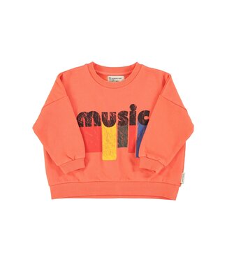 Piupiuchick Sweatshirt | Orange w/ "music" print