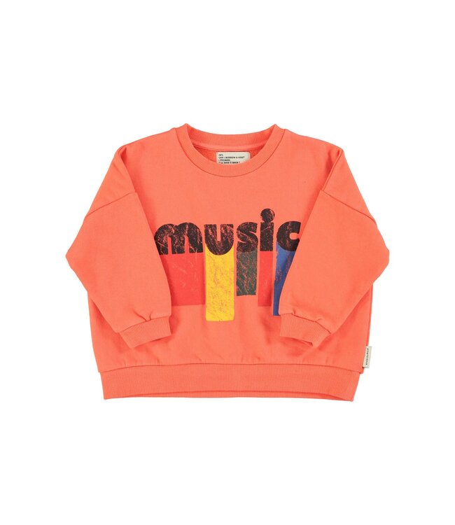 Piupiuchick Sweatshirt | Orange w/ "music" print