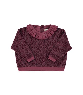 Piupiuchick Terry cotton sweatshirt | Aubergine w/ animal print