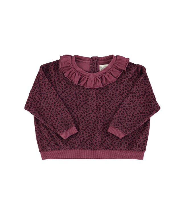 Piupiuchick Terry cotton sweatshirt | Aubergine w/ animal print