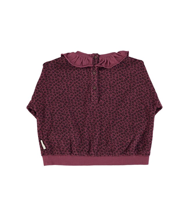 Piupiuchick Terry cotton sweatshirt | Aubergine w/ animal print