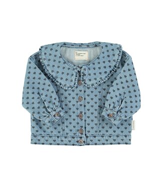 Piupiuchick Jacket | Washed blue denim w/ black hearts