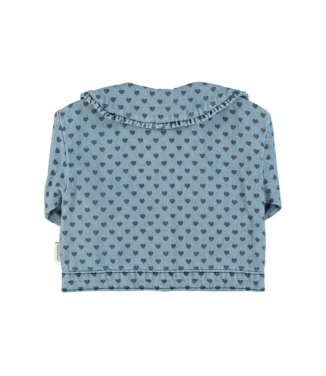 Piupiuchick Jacket | Washed blue denim w/ black hearts