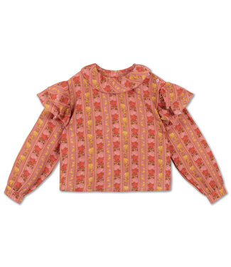 Repose AMS Ruffle blouse Coral bloom fiesta