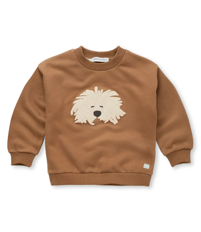 Sproet & Sprout Sweatshirt moustache dog Mocca