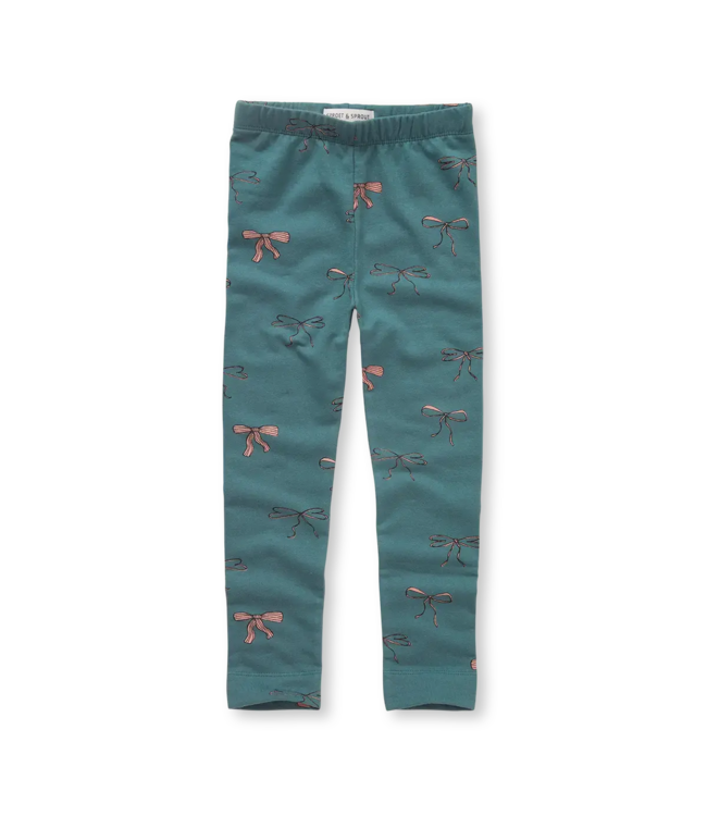 Sproet & Sprout Winter legging bows Shady green