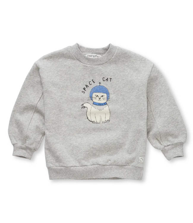 Sproet & Sprout Sweatshirt space cat  Grey melee