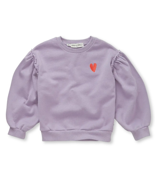 Sproet & Sprout Sweatshirt puff sleeves heart Lavender