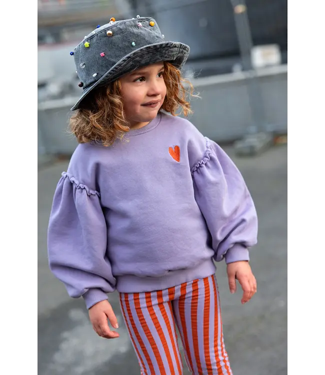 Sproet & Sprout Sweatshirt puff sleeves heart Lavender