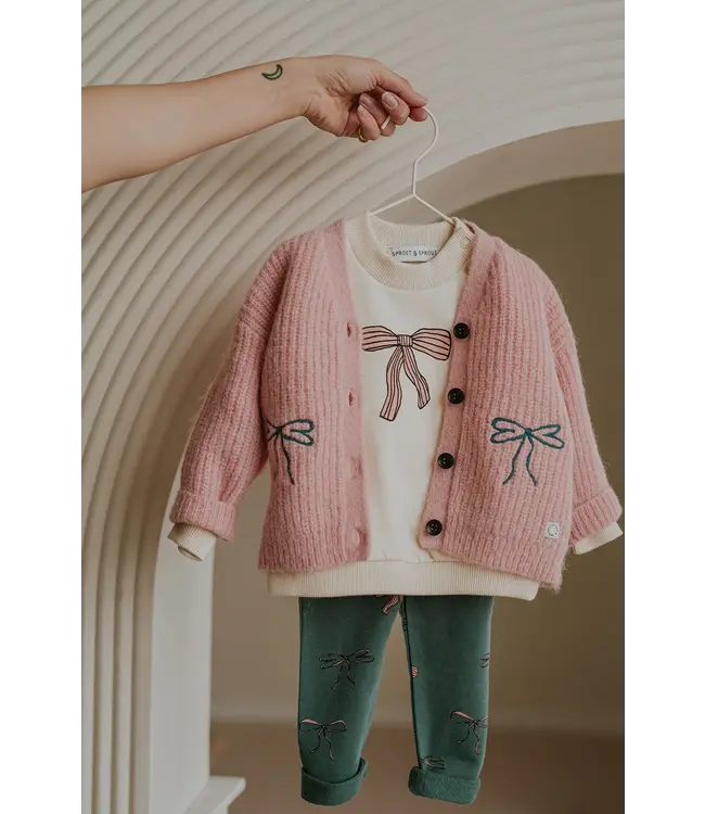 Sproet & Sprout Winter legging bows Shady green