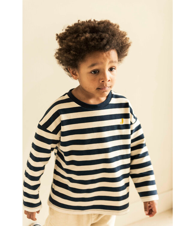 Jenest MOOS OVERSIZED LS T-SHIRT Navy blue offwhite stripe