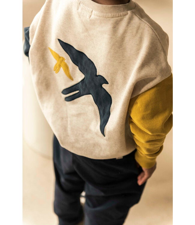 Jenest LUCKY BIRD SWEATER ECRU MELANGE / GOLD/BLUE