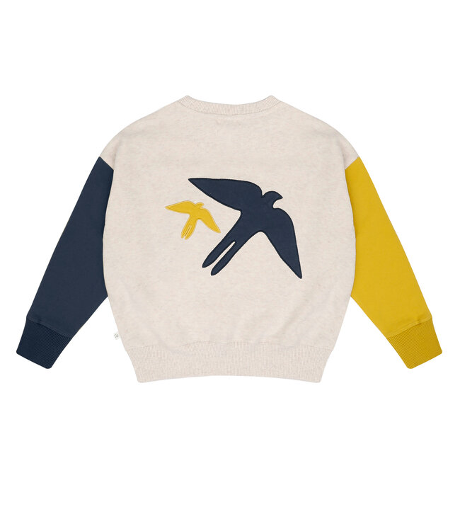 Jenest LUCKY BIRD SWEATER ECRU MELANGE / GOLD/BLUE