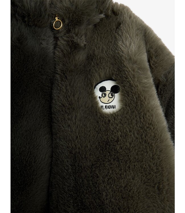 Mini Rodini Ritzratz patch faux fur jacket