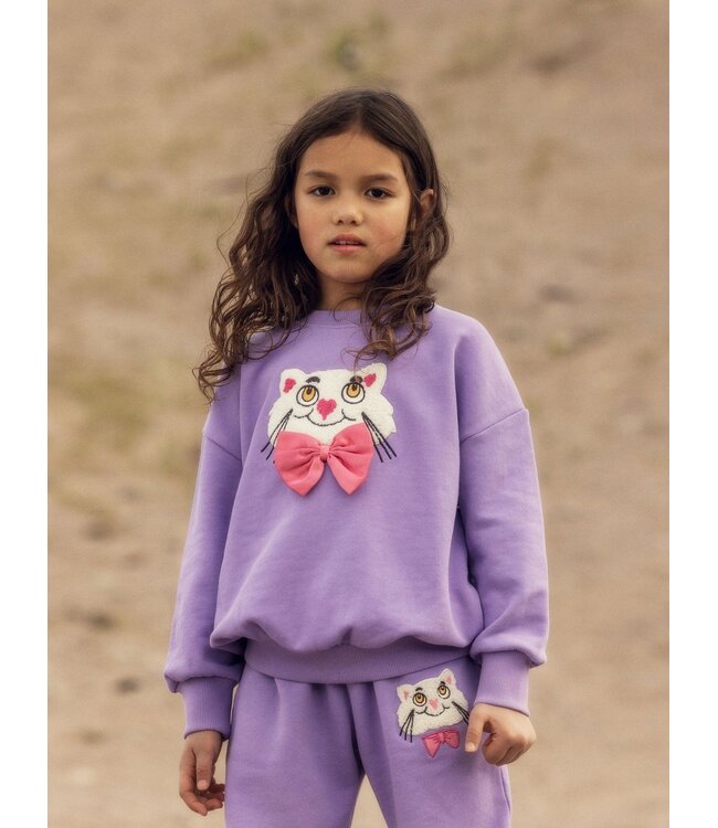 Mini Rodini Cat with bowtie chenille sweatshirt