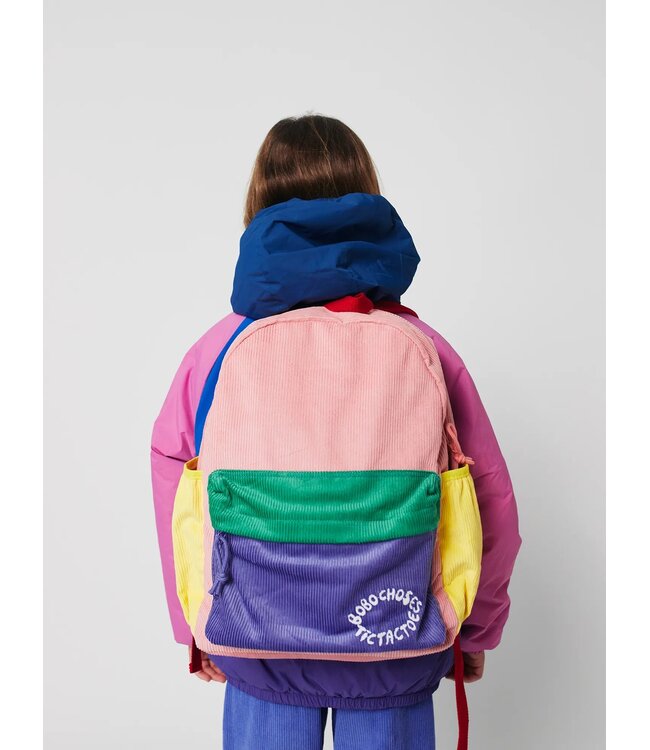 Bobo Choses Tic Tac Toe color block corduroy school bag