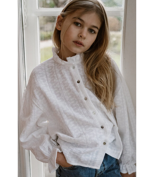 Navy Natural Tilda blouse white broderie