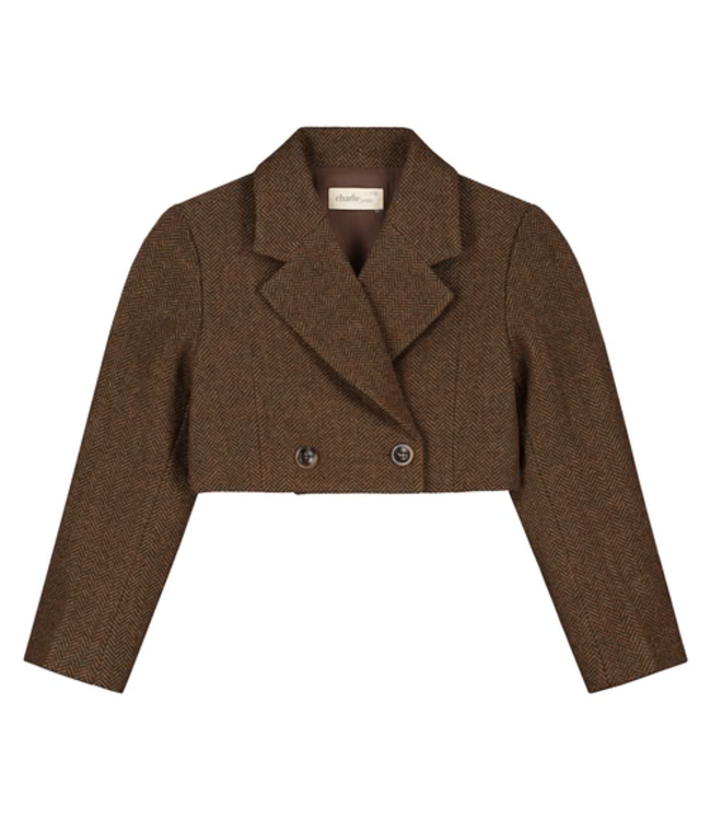 Charlie Petite Nora cropped blazer brown melange