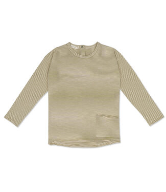 Drop-shoulder top l/s soft moss stripes