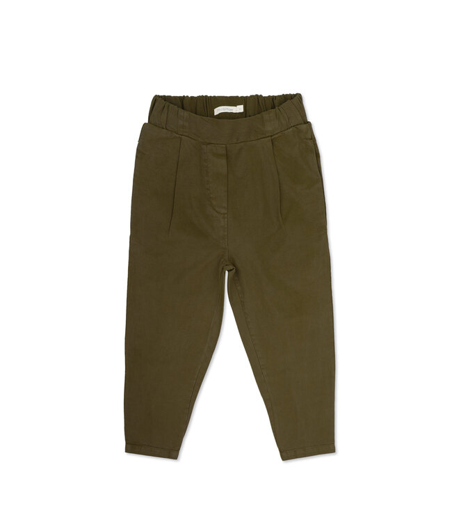 Twill loose pants Dark moss