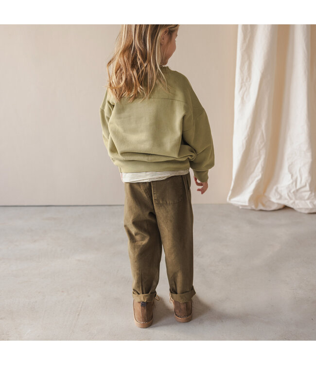 Twill loose pants Dark moss