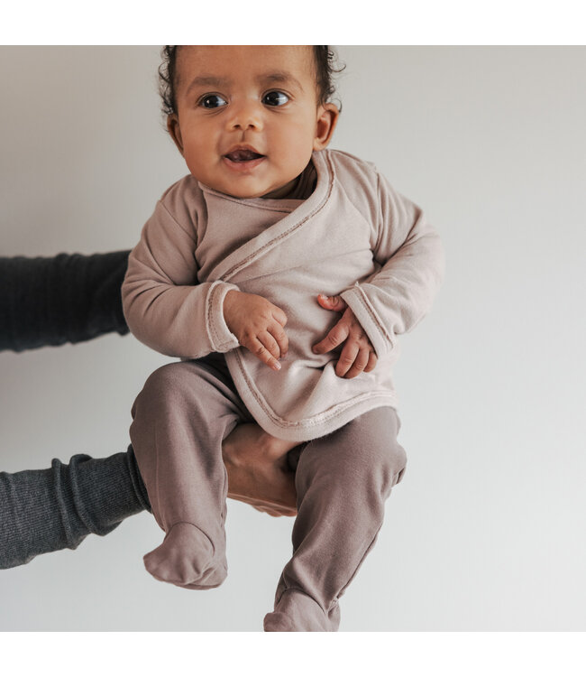 Cross-over baby cardigan Cashmere blend Faded dust