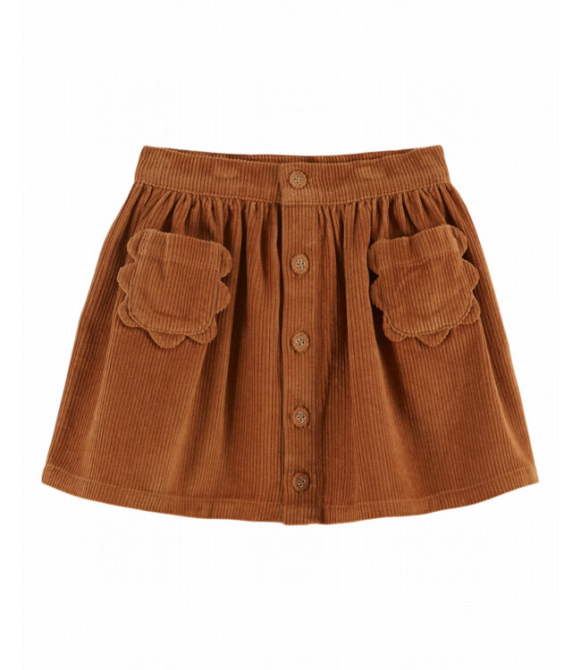 Emile et Ida JUPE POCHES FLEURS VELOURS AC062