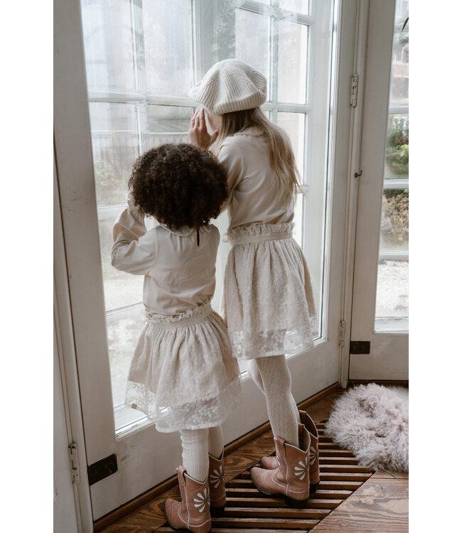 Navy Natural Lily skirt flower broderie