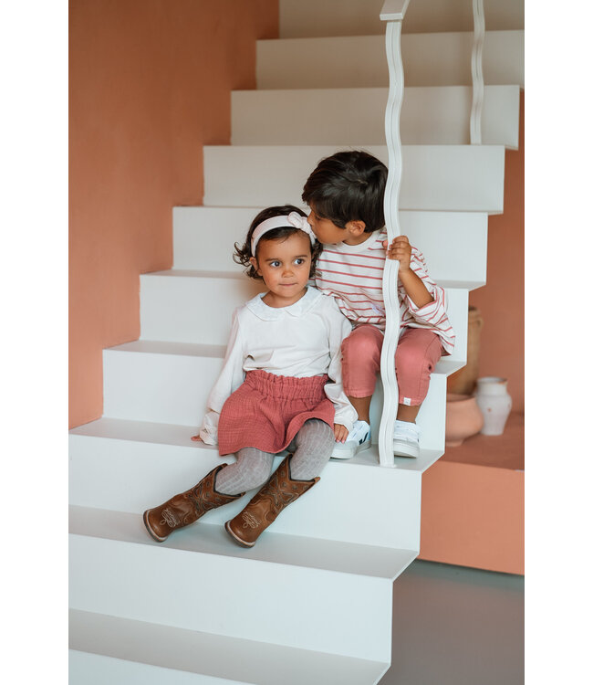 Navy Natural June top flower broderie