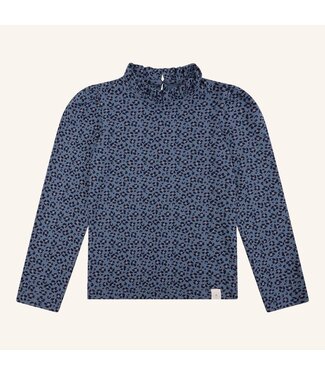 Navy Natural Loulou top navy leopard flower
