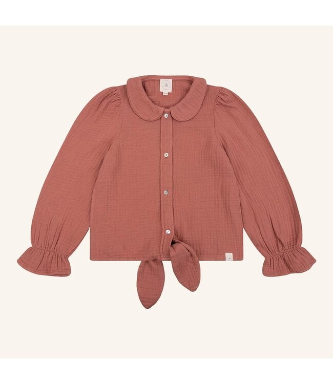 Navy Natural Faye blouse brick mousseline