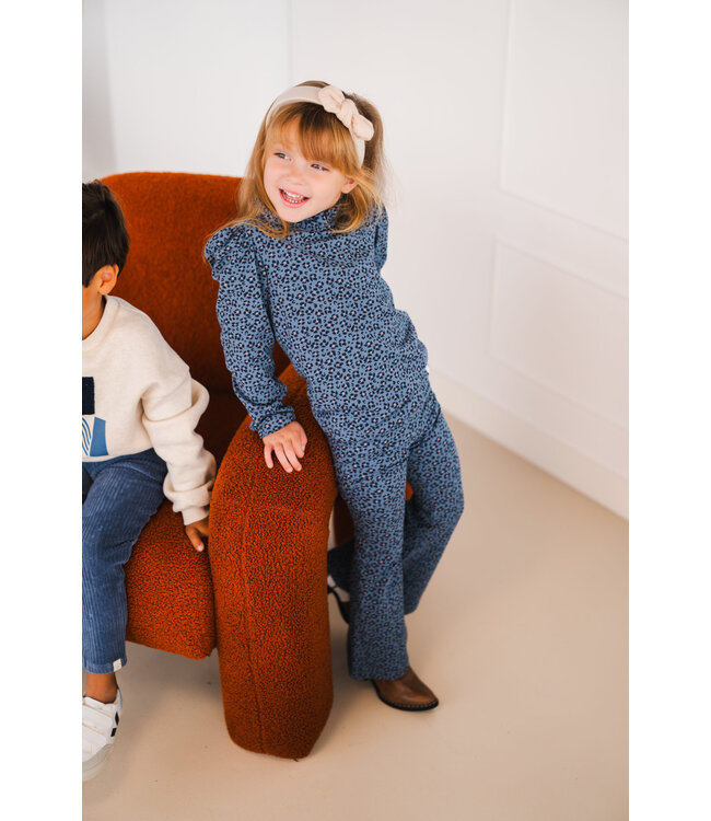 Navy Natural Be flared navy leopard flower