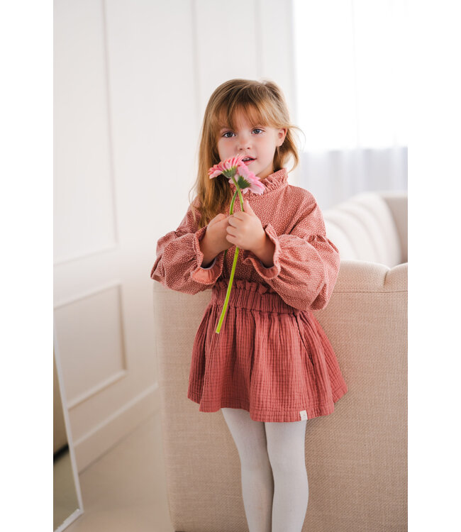 Navy Natural Tilda blouse brick leopard