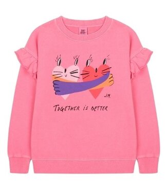 Jelly Mallow Together pigment ruffled sweatshirt