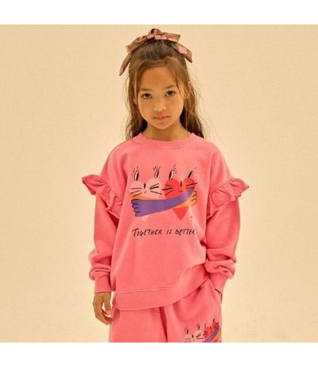Jelly Mallow Together pigment ruffled sweatshirt