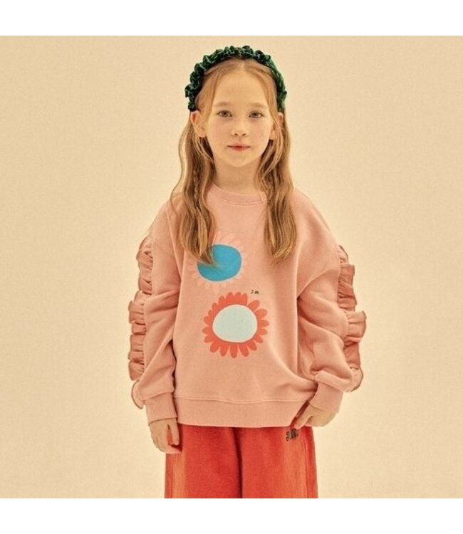 Jelly Mallow Flower ruffled sweatshirt