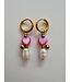 ByMelo Oorbellen hart/parel pink