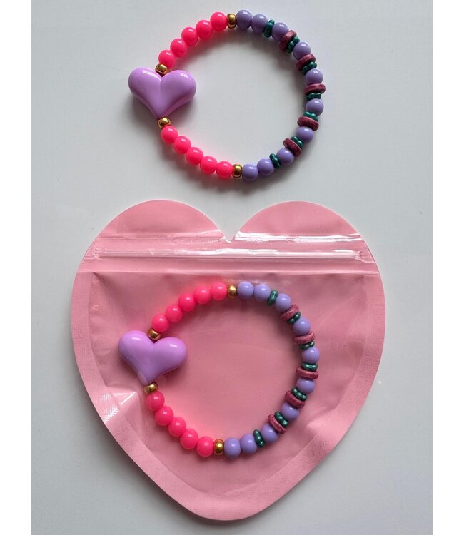 ByMelo Armbandje hart paars