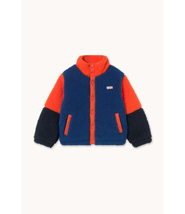 Tiny Cottons Color block polar sherpa jacket Summer red
