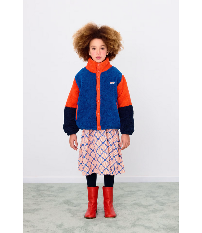 Tiny Cottons Color block polar sherpa jacket Summer red