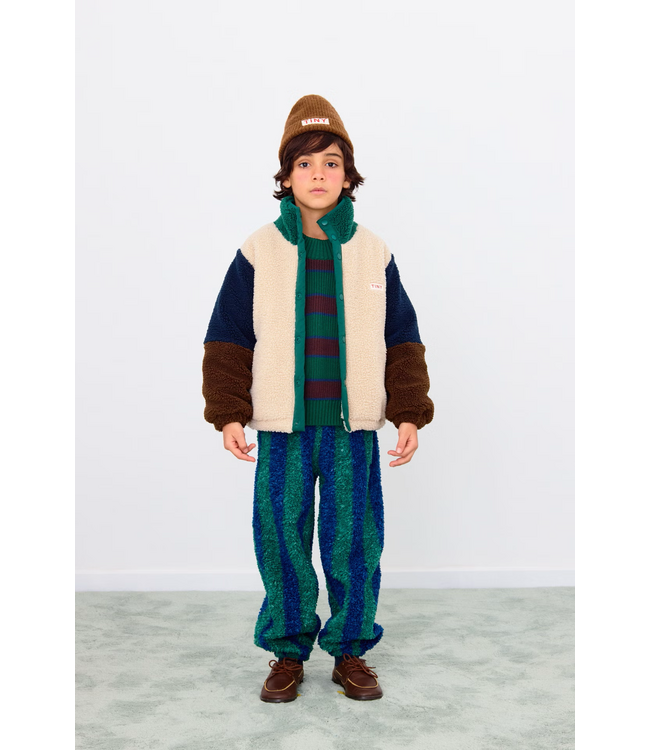 Tiny Cottons Color block polar sherpa jacket Dark green